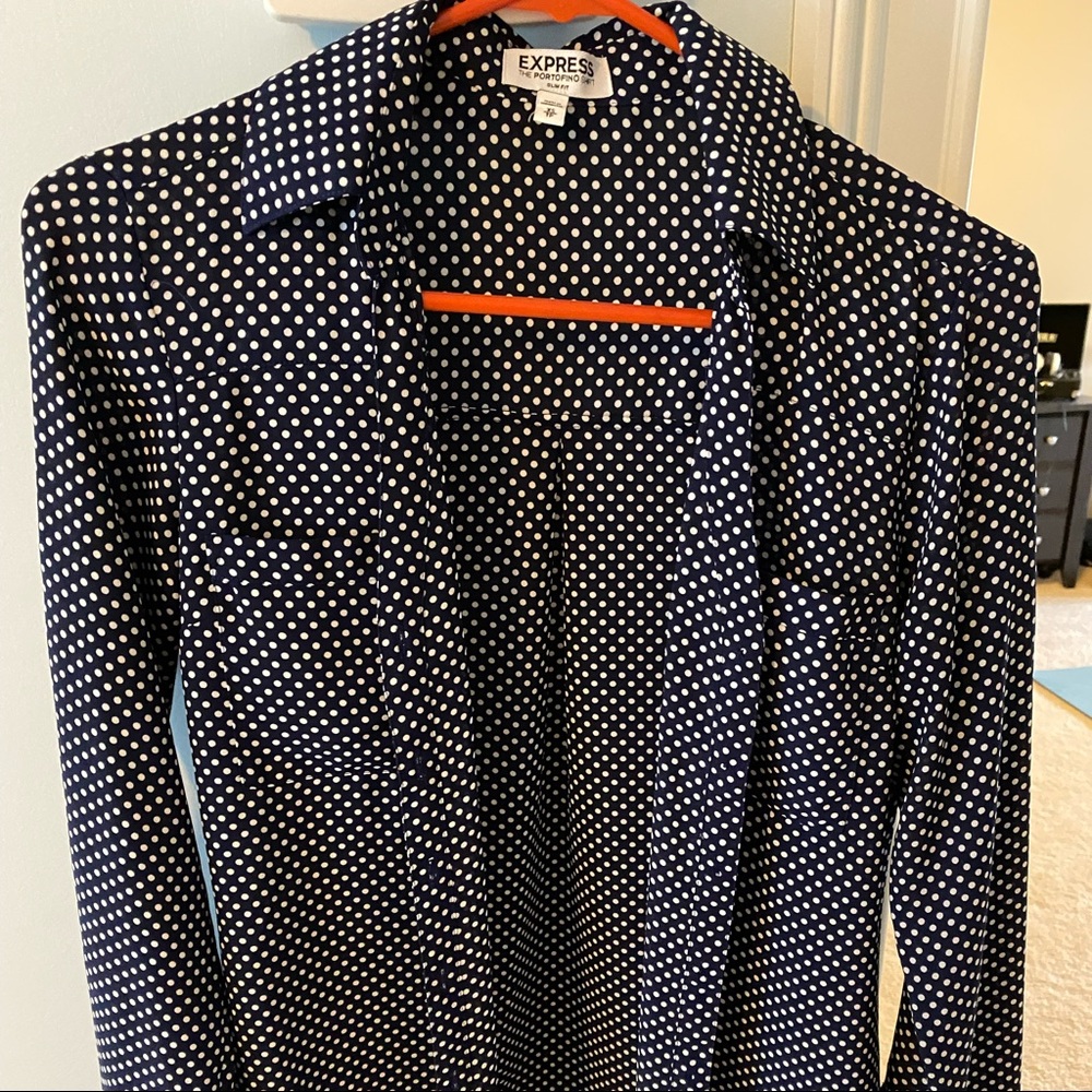 express portofino dotted button up shirt